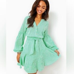 Lilly Pulitzer CARLA LONG SLEEVE STRIPED DRESS SPEARMINT HARBOR STRIPE Green